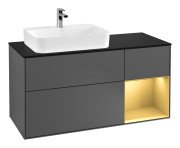 Тумба під раковину Villeroy & Boch Finion 120х50,1 см із підсвічуванням МДФ антрацит матовий лак/скло чорне матове G402HFGK