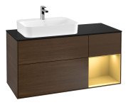 Тумба під раковину Villeroy & Boch Finion 120х50,1 см із підсвічуванням МДФ шпон волоського горіха/скло чорне матове G402HFGN