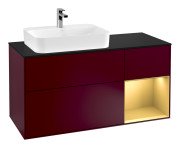 Тумба під раковину Villeroy & Boch Finion 120х50,1 см із підсвічуванням МДФ півонія матовий лак/скло чорне матове G402HFHB