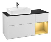 Тумба під раковину Villeroy & Boch Finion 120х50,1 см із підсвічуванням МДФ білий матовий лак/скло чорне матове G402HFMT