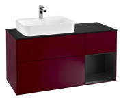 Тумба под раковину Villeroy & Boch Finion 120х50,1 см с подсветкой МДФ пион матовый лак/стекло черное матовое G402PDHB