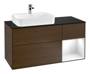 Тумба под раковину Villeroy & Boch Finion 120х50,1 см с подсветкой МДФ шпон грецкого ореха/стекло черное матовое G402GFGN