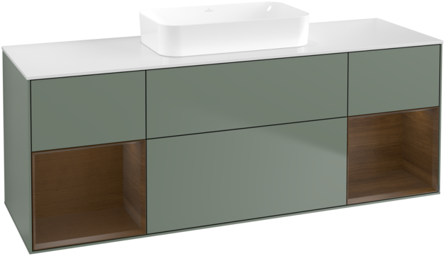 Тумба под раковину Villeroy & Boch Finion 160х50,1 см с подсветкой МДФ оливковый матовый лак/стекло белое матовое G741GNGM