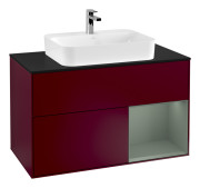 Тумба под раковину Villeroy & Boch Finion 100х50,1 см с подсветкой МДФ пион матовый лак/стекло черное матовое G372GMHB