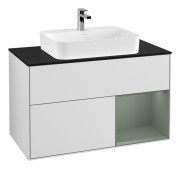 Тумба под раковину Villeroy & Boch Finion 100х50,1 см с подсветкой МДФ белый матовый лак/стекло черное матовое G372GMMT