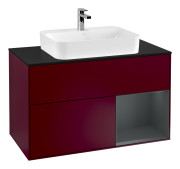 Тумба под раковину Villeroy & Boch Finion 100х50,1 см с подсветкой МДФ пион матовый лак/стекло черное матовое G372HGHB