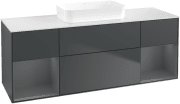 Тумба под раковину Villeroy & Boch Finion 160х50,1 см с подсветкой МДФ темно-синий матовый лак/стекло белое матовое G741GKHG