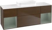Тумба під раковину Villeroy & Boch Finion 160х50,1 см із підсвічуванням МДФ шпон волоського горіха/скло біле матове G741GMGN