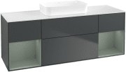 Тумба під раковину Villeroy & Boch Finion 160х50,1 см із підсвічуванням МДФ темно-синій матовий лак/скло біле матове G741GMHG