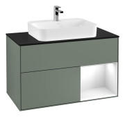 Тумба под раковину Villeroy & Boch Finion 100х50,1 см с подсветкой МДФ оливковый матовый лак/стекло черное матовое G372GFGM