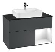 Тумба під раковину Villeroy & Boch Finion 100х50,1 см із підсвічуванням МДФ темно-синій матовий лак/скло чорне матове G372GFHG