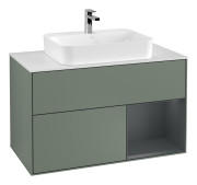 Тумба под раковину Villeroy & Boch Finion 100х50,1 см с подсветкой МДФ оливковый матовый лак/стекло белое матовое G371HGGM