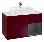 Тумба під раковину Villeroy & Boch Finion 100х50,1 см з підсвічуванням МДФ півонія матовий лак/скло біле матове G371HGHB