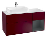 Тумба под раковину Villeroy & Boch Finion 120х50,1 см с подсветкой МДФ пион матовый лак/стекло белое матовое G401HGHB