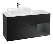 Тумба под раковину Villeroy & Boch Finion 120х50,1 см с подсветкой МДФ черный матовый лак/стекло белое матовое G401HGPD