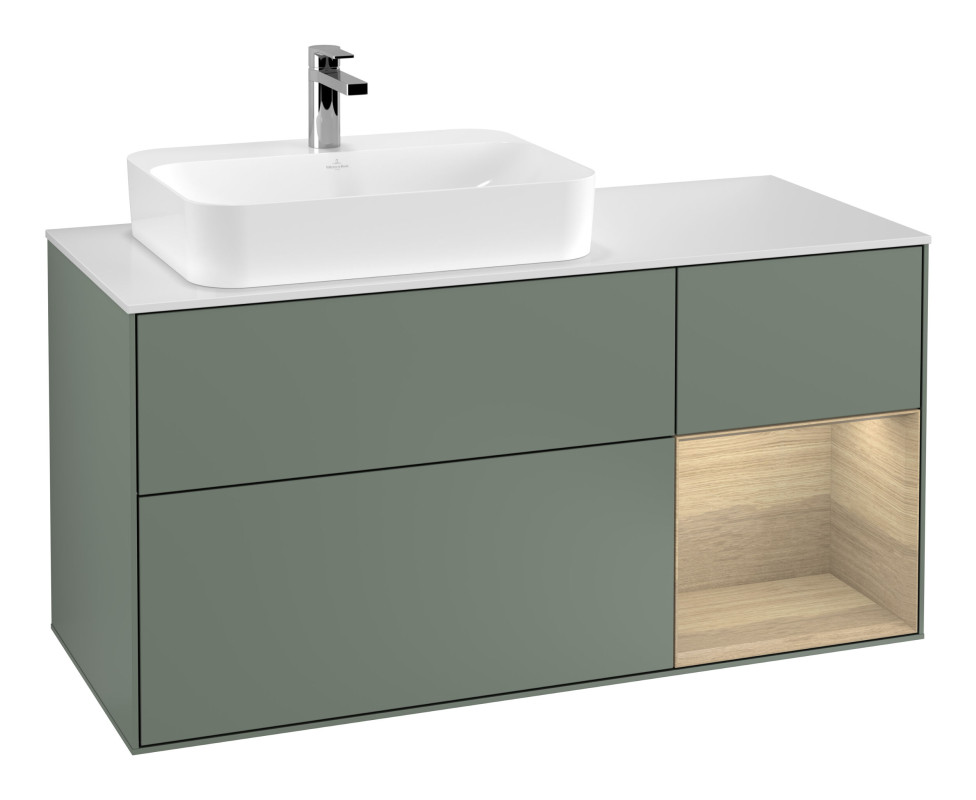 Тумба под раковину Villeroy & Boch Finion 120х50,1 см с подсветкой МДФ оливковый матовый лак/стекло белое матовое G401PCGM