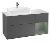 Тумба під раковину Villeroy & Boch Finion 120х50,1 см із підсвічуванням МДФ антрацит матовий лак/скло біле матове G401GMGK