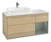 Тумба під раковину Villeroy & Boch Finion 120х50,1 см із підсвічуванням МДФ шпон дуба/скло біле матове G401GMPC