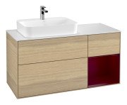 Тумба під раковину Villeroy & Boch Finion 120х50,1 см із підсвічуванням МДФ шпон дуба/скло біле матове G401HBPC