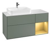 Тумба під раковину Villeroy & Boch Finion 120х50,1 см із підсвічуванням МДФ оливковий матовий лак/скло біле матове G401HFGM