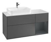 Тумба під раковину Villeroy & Boch Finion 120х50,1 см із підсвічуванням МДФ антрацит матовий лак/скло біле матове G401HGGK