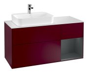 Тумба под раковину Villeroy & Boch Finion 120х50,1 см с подсветкой МДФ пион матовый лак/стекло белое матовое G401HGHB