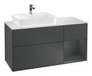 Тумба під раковину Villeroy & Boch Finion 120х50,1 см із підсвічуванням МДФ темно-синій матовий лак/скло біле матове G401HGHG