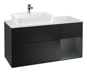 Тумба под раковину Villeroy & Boch Finion 120х50,1 см с подсветкой МДФ черный матовый лак/стекло белое матовое G401HGPD
