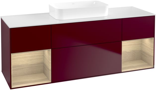 Тумба під раковину Villeroy & Boch Finion 160х50,1 см з підсвічуванням МДФ півонія матовий лак/скло біле матове G741PCHB