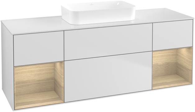 Тумба под раковину Villeroy & Boch Finion 160х50,1 см с подсветкой МДФ белый матовый лак/стекло белое матовое G741PCMT