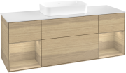 Тумба под раковину Villeroy & Boch Finion 160х50,1 см с подсветкой МДФ шпон дуба/стекло белое матовое G741PCPC