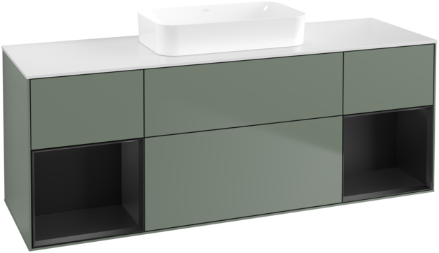 Тумба под раковину Villeroy & Boch Finion 160х50,1 см с подсветкой МДФ оливковый матовый лак/стекло белое матовое G741PDGM