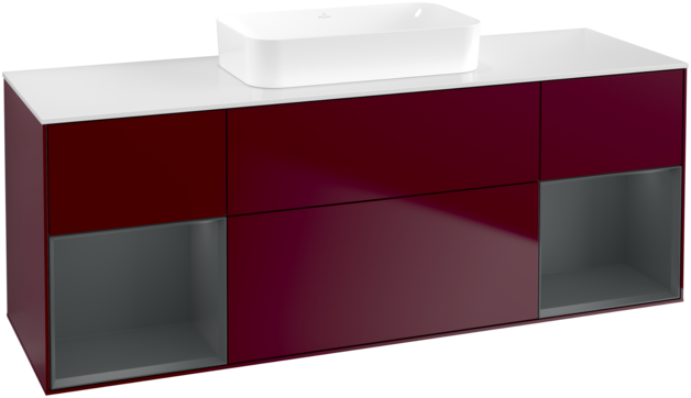 Тумба під раковину Villeroy & Boch Finion 160х50,1 см з підсвічуванням МДФ півонія матовий лак/скло біле матове G741HGHB