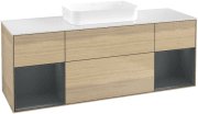 Тумба під раковину Villeroy & Boch Finion 160х50,1 см із підсвічуванням МДФ шпон дуба/скло біле матове G741HGPC