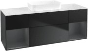 Тумба под раковину Villeroy & Boch Finion 160х50,1 см с подсветкой МДФ черный матовый лак/стекло белое матовое G741HGPD