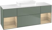 Тумба під раковину Villeroy & Boch Finion 160х50,1 см із підсвічуванням МДФ оливковий матовий лак/скло біле матове G741PCGM