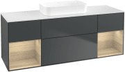 Тумба под раковину Villeroy & Boch Finion 160х50,1 см с подсветкой МДФ темно-синий матовый лак/стекло белое матовое G741PCHG