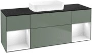 Тумба під раковину Villeroy & Boch Finion 160х50,1 см із підсвічуванням МДФ оливковий матовий лак/скло чорне матове G742GFGM