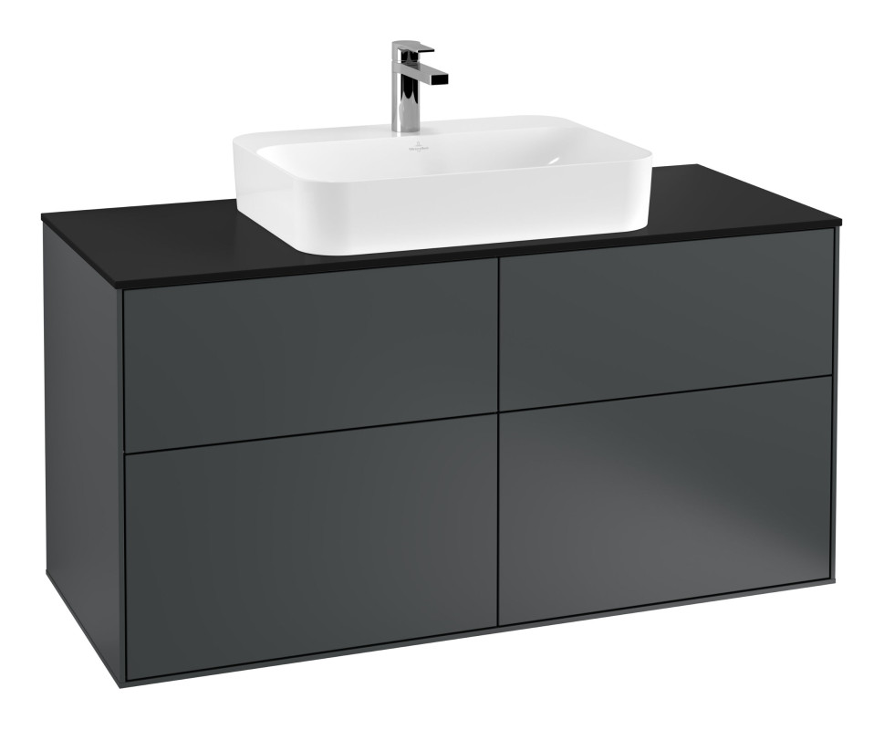 Тумба под раковину Villeroy & Boch Finion 120х50,1 см МДФ темно-синий матовый лак/стекло черное матовое F38200HG