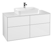 Тумба под раковину Villeroy & Boch Finion 120х50,1 см с подсветкой МДФ глянцевый белый лак/стекло белое матовое G38100GF