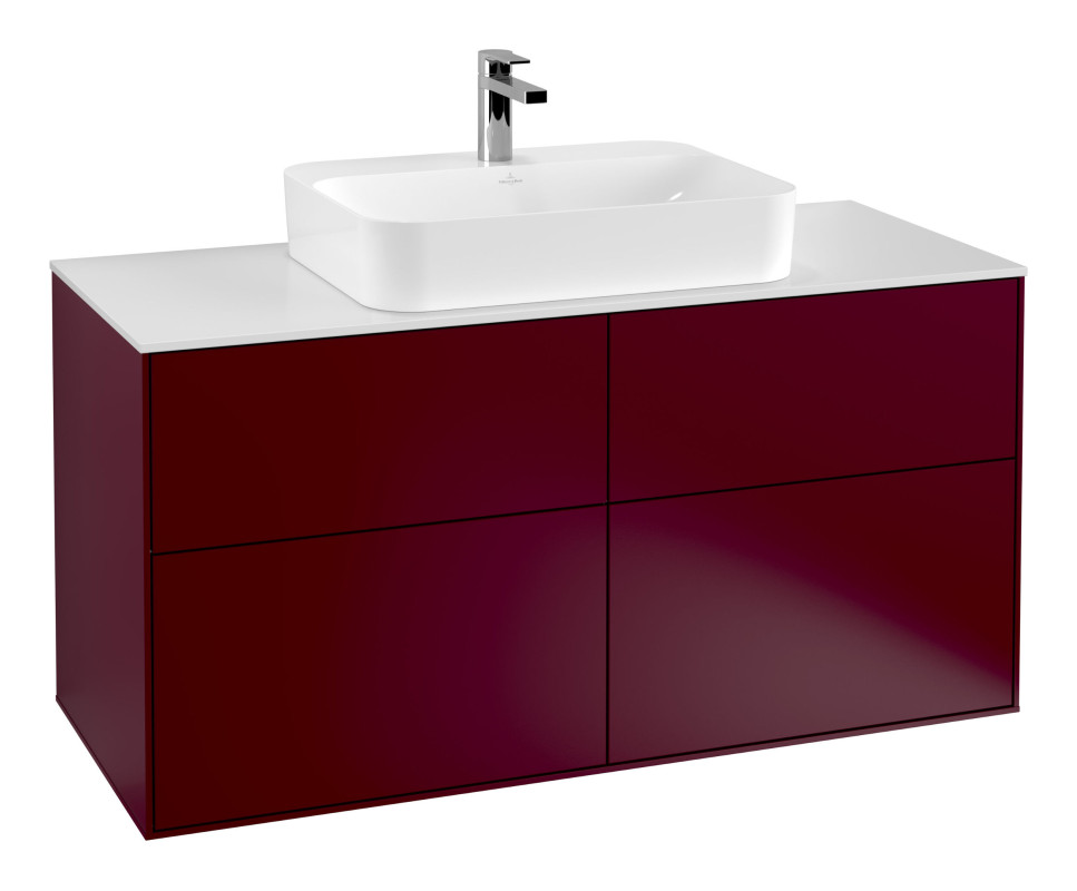 Тумба під раковину Villeroy & Boch Finion 120х50,1 см з підсвічуванням МДФ півонія матовий лак/скло біле матове G38100HB