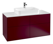 Тумба под раковину Villeroy & Boch Finion 120х50,1 см с подсветкой МДФ пион матовый лак/стекло белое матовое G38100HB