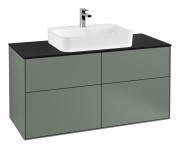 Тумба под раковину Villeroy & Boch Finion 120х50,1 см с подсветкой МДФ оливковый матовый лак/стекло черное матовое G38200GM