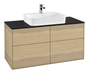 Тумба под раковину Villeroy & Boch Finion 120х50,1 см с подсветкой МДФ шпон дуба/стекло черное матовое G38200PC