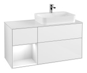 Тумба под раковину Villeroy & Boch Finion 120х50,1 см с подсветкой МДФ глянцевый белый лак/стекло белое матовое F391GFGF