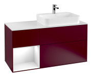 Тумба под раковину Villeroy & Boch Finion 120х50,1 см с подсветкой МДФ пион матовый лак/стекло белое матовое F391GFHB