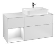 Тумба под раковину Villeroy & Boch Finion 120х50,1 см с подсветкой МДФ белый матовый лак/стекло белое матовое F391GFMT