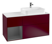 Тумба під раковину Villeroy & Boch Finion 120х50,1 см з підсвічуванням МДФ півонія матовий лак/скло біле матове F391GKHB