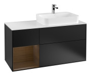 Тумба под раковину Villeroy & Boch Finion 120х50,1 см с подсветкой МДФ черный матовый лак/стекло белое матовое F391GNPD