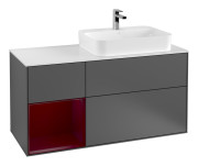 Тумба под раковину Villeroy & Boch Finion 120х50,1 см с подсветкой МДФ антрацит матовый лак/стекло белое матовое F391HBGK